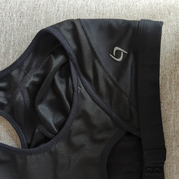 Large Moving Comfort Black Sports Bra Athletic Athleisure Wireless - Picture 10 of 15